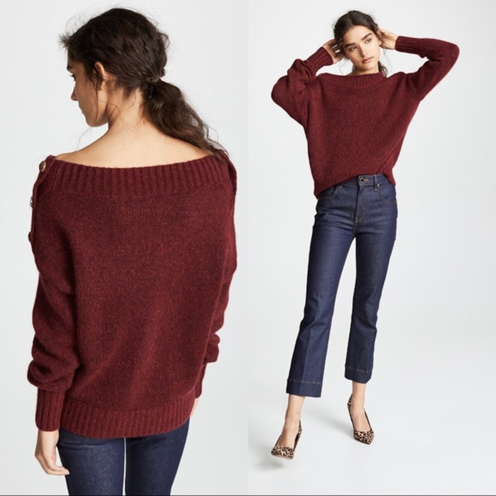 NWT $495 Veronica Beard Chase Button Detail Sweater Pullover - Picture 6 of 8